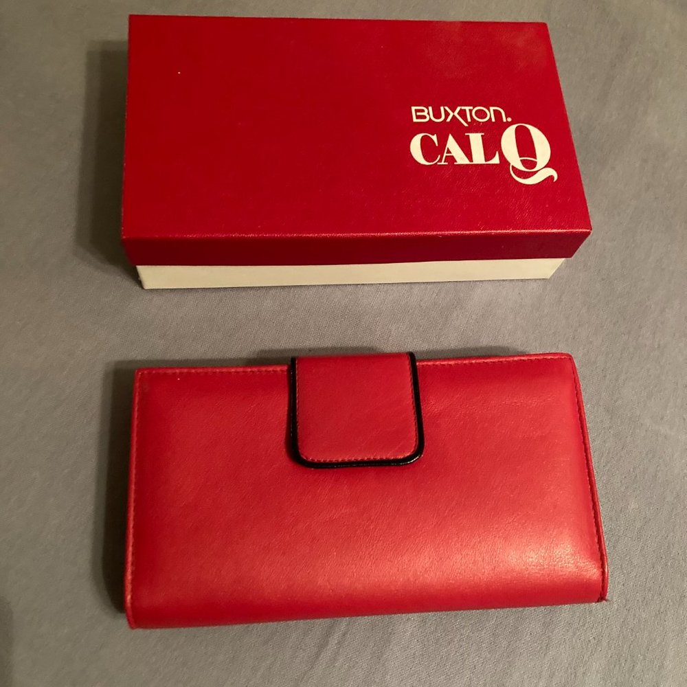 NIB Vintage 80s Buxton Cal Q Leather Clutch Wallet
